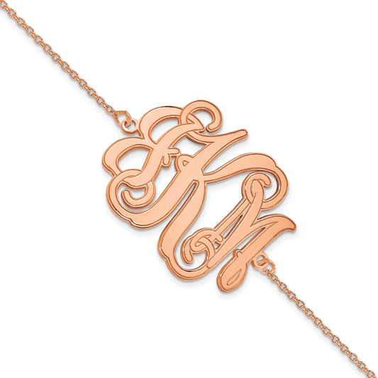 14K Rose Gold Etched Monogram Bracelet