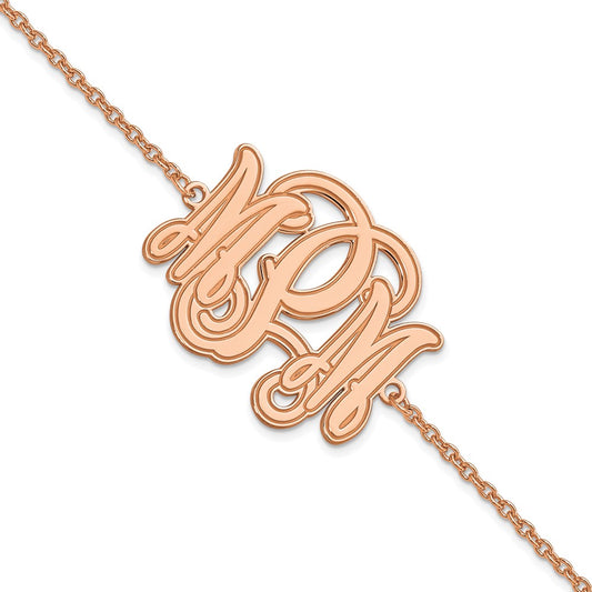 Rose Plated Sterling Silver/Rose Etched Monogram Bracelet