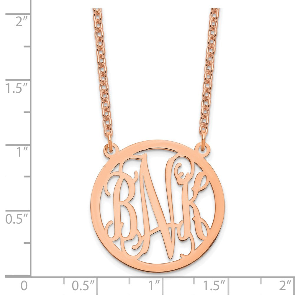 Rose Plated Sterling Silver/Rose Round Monogram Necklace