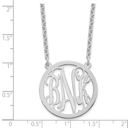 Sterling Silver Silver/Rhodium Plated Round Monogram Necklace