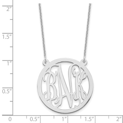 14K White Gold Round Monogram Necklace