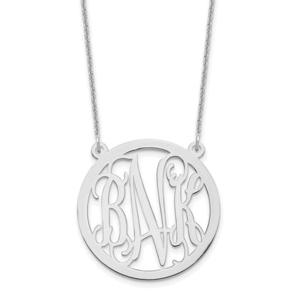 14K White Gold Round Monogram Necklace