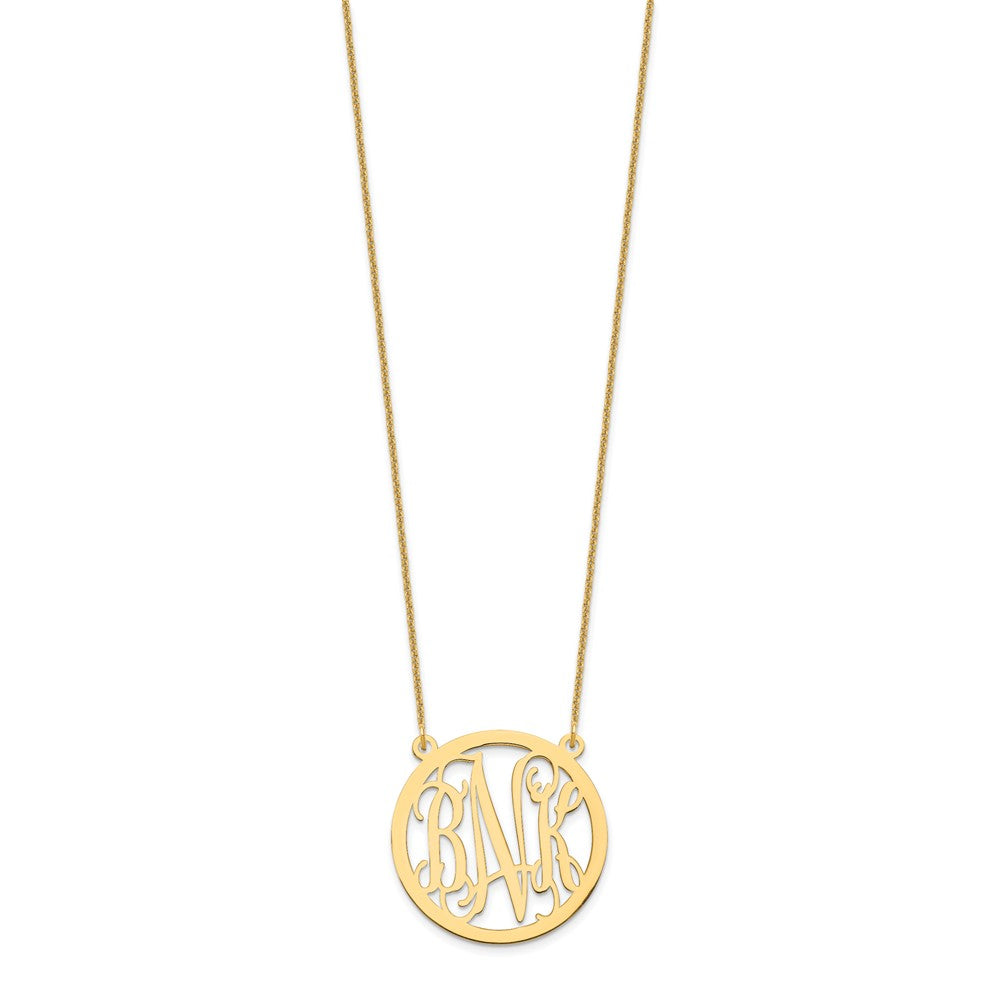 14K Yellow Gold Round Monogram Necklace