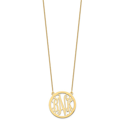 14K Yellow Gold Round Monogram Necklace