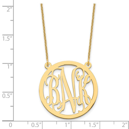 14K Yellow Gold Round Monogram Necklace