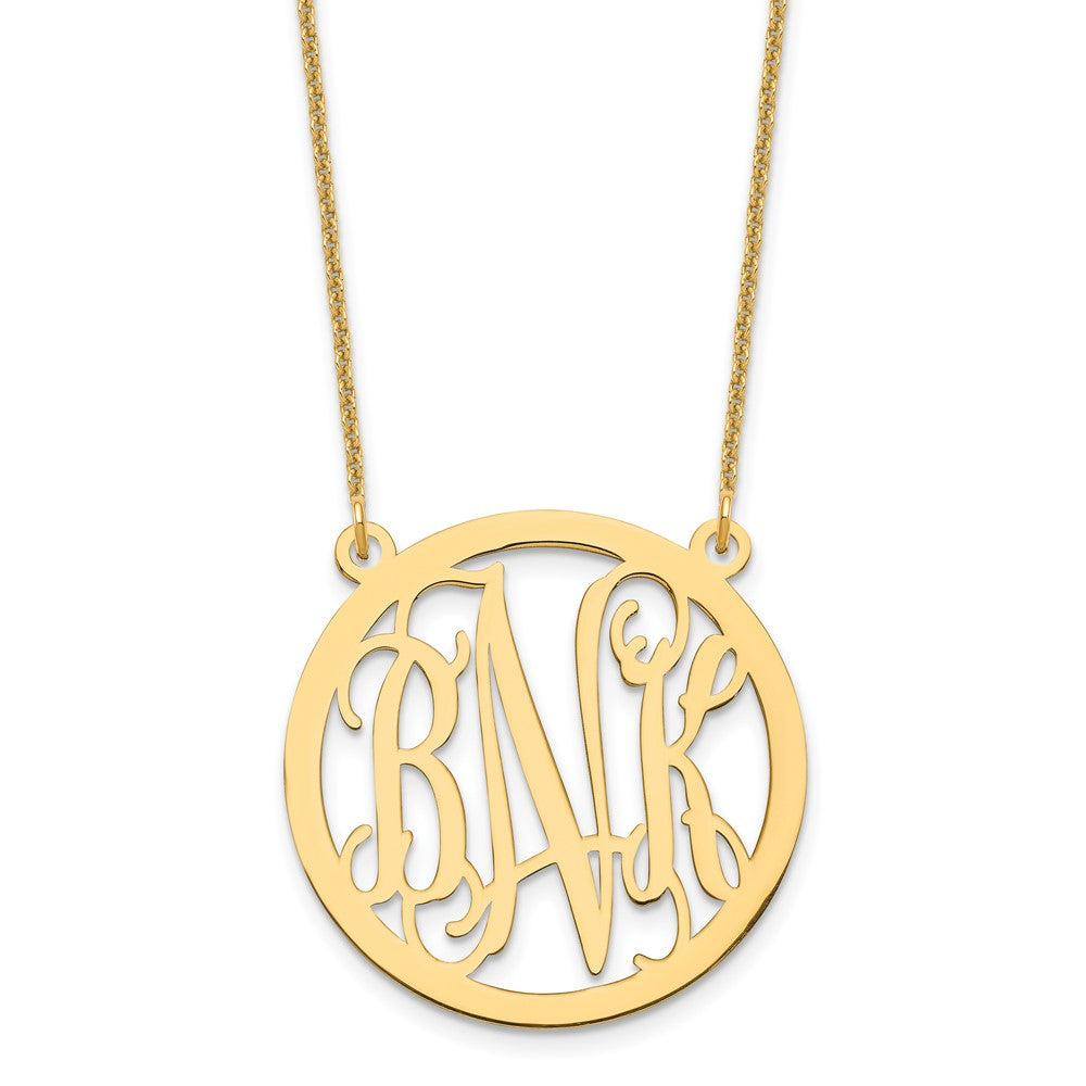 14K Yellow Gold Round Monogram Necklace