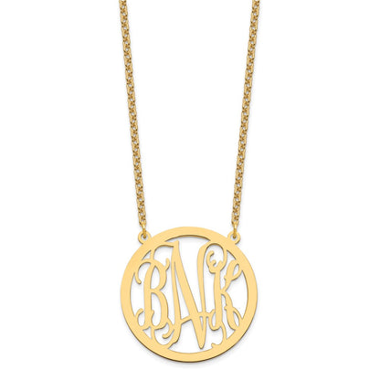 Gold Plated Sterling Silver/Gold Large Round Monogram Pendant