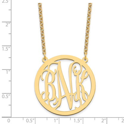 Gold Plated Sterling Silver/Gold Large Round Monogram Pendant