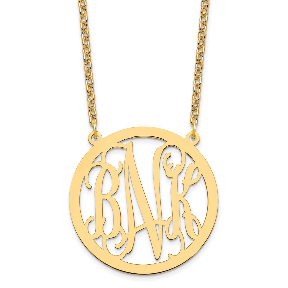 Gold Plated Sterling Silver/Gold Large Round Monogram Pendant