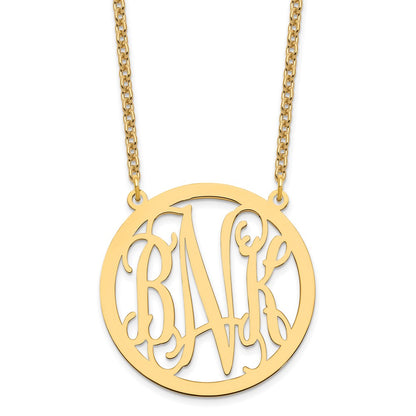 Gold Plated Sterling Silver/Gold Large Round Monogram Pendant