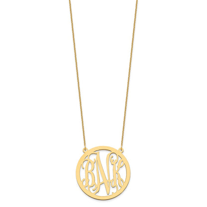 14K Yellow Gold Large Round Monogram Necklace