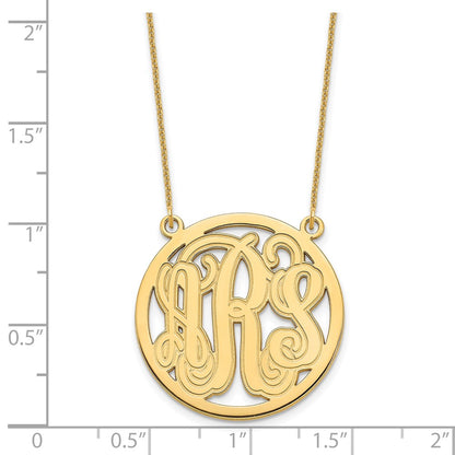 14K Yellow Gold Etched Round Monogram Necklace