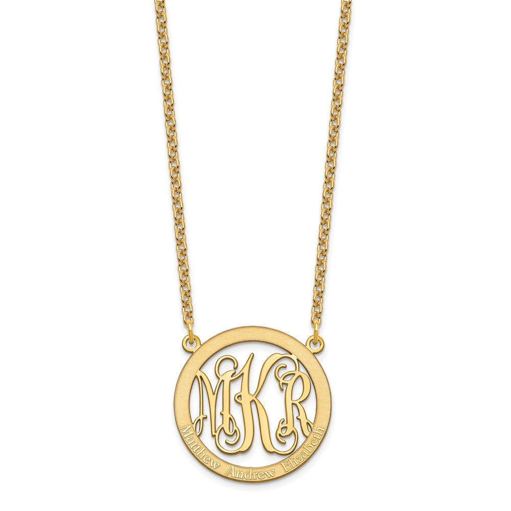 Gold Plated Sterling Silver/Gold Small Family Monogram Necklace
