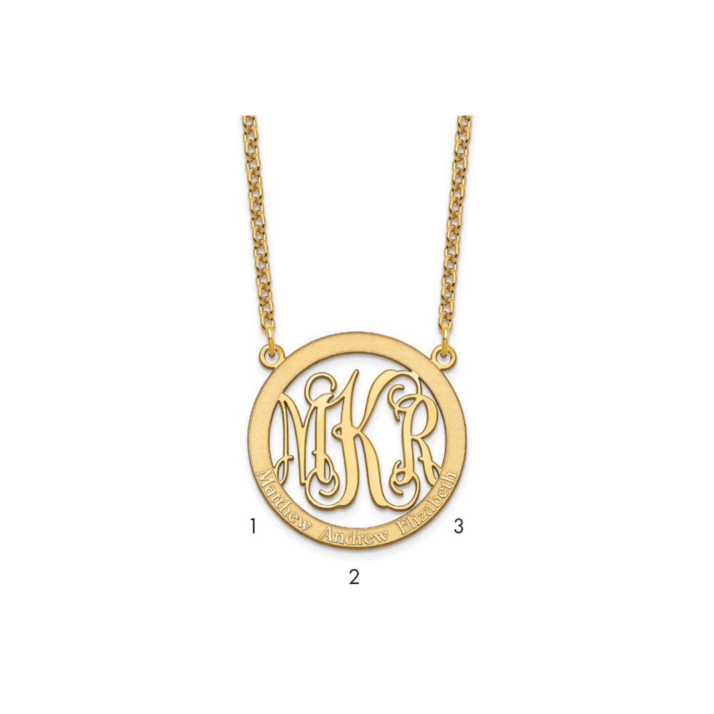 Gold Plated Sterling Silver/Gold Small Family Monogram Necklace