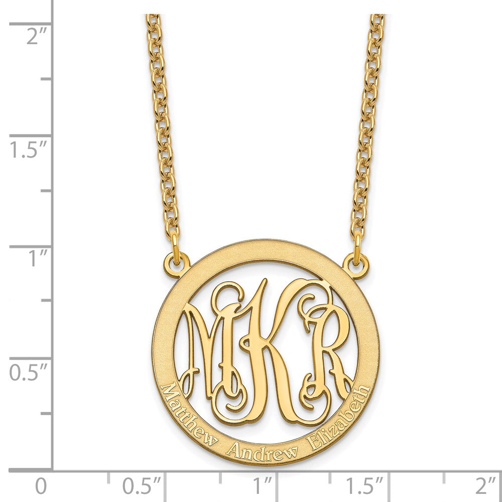 Gold Plated Sterling Silver/Gold Small Family Monogram Necklace