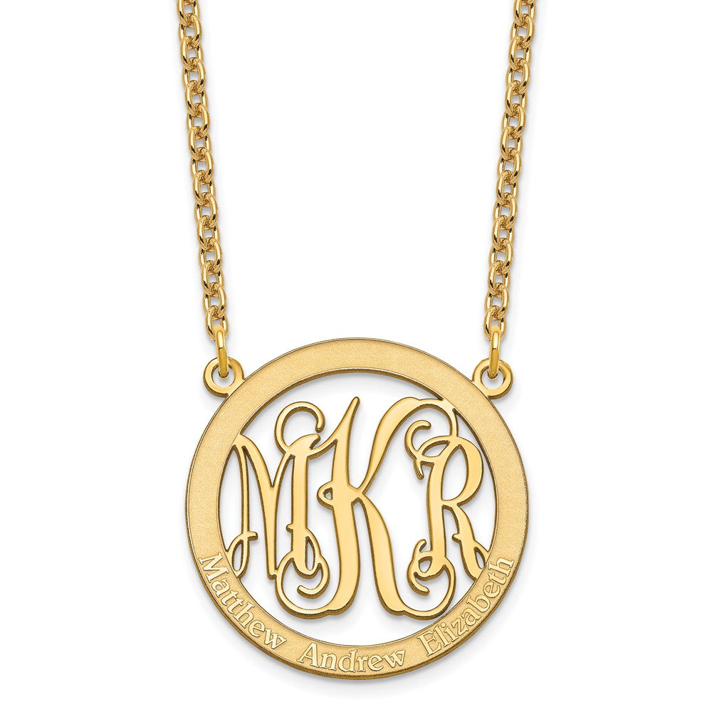 Gold Plated Sterling Silver/Gold Small Family Monogram Necklace
