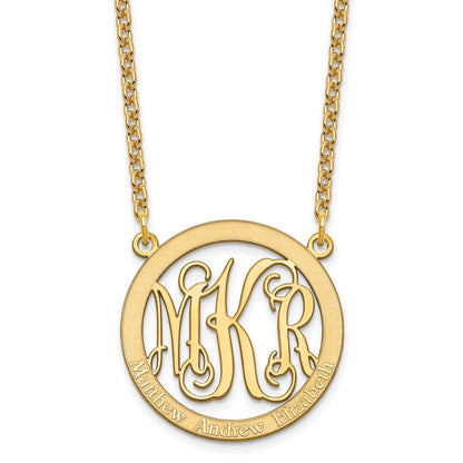 Gold Plated Sterling Silver/Gold Small Family Monogram Necklace