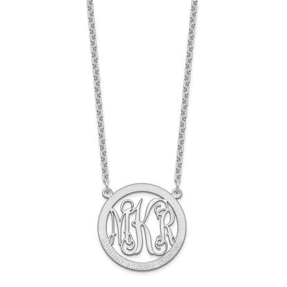 Sterling Silver Silver/Rhodium Plated Small Family Monogram Necklace