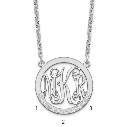 Sterling Silver Silver/Rhodium Plated Small Family Monogram Necklace