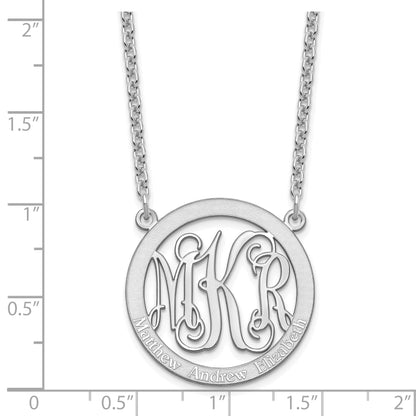 Sterling Silver Silver/Rhodium Plated Small Family Monogram Necklace