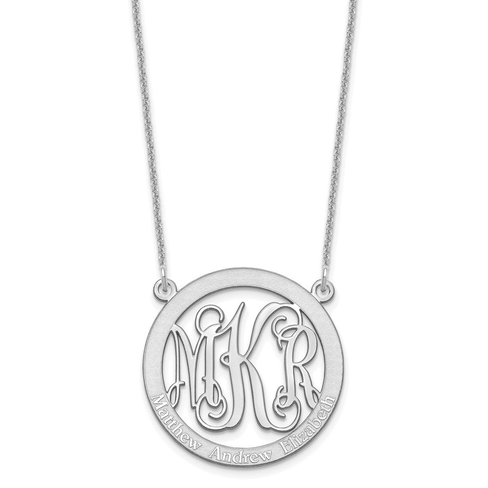 14K White Gold Small Family Monogram Necklace