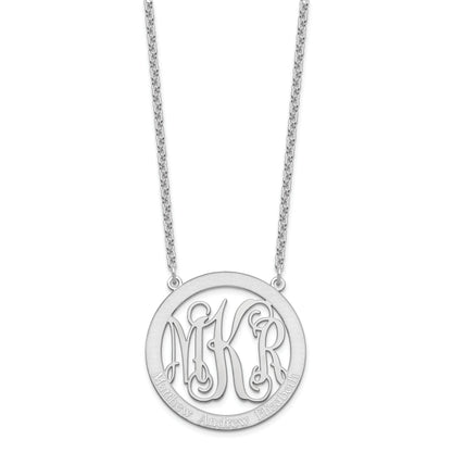 Sterling Silver Silver/Rhodium Plated Large Family Monogram Necklace