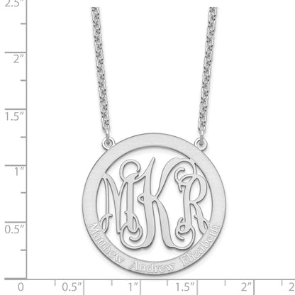 Sterling Silver Silver/Rhodium Plated Large Family Monogram Necklace