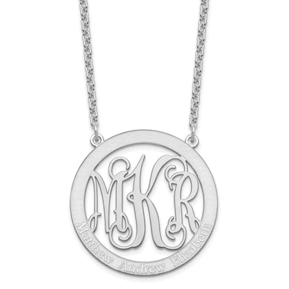 Sterling Silver Silver/Rhodium Plated Large Family Monogram Necklace