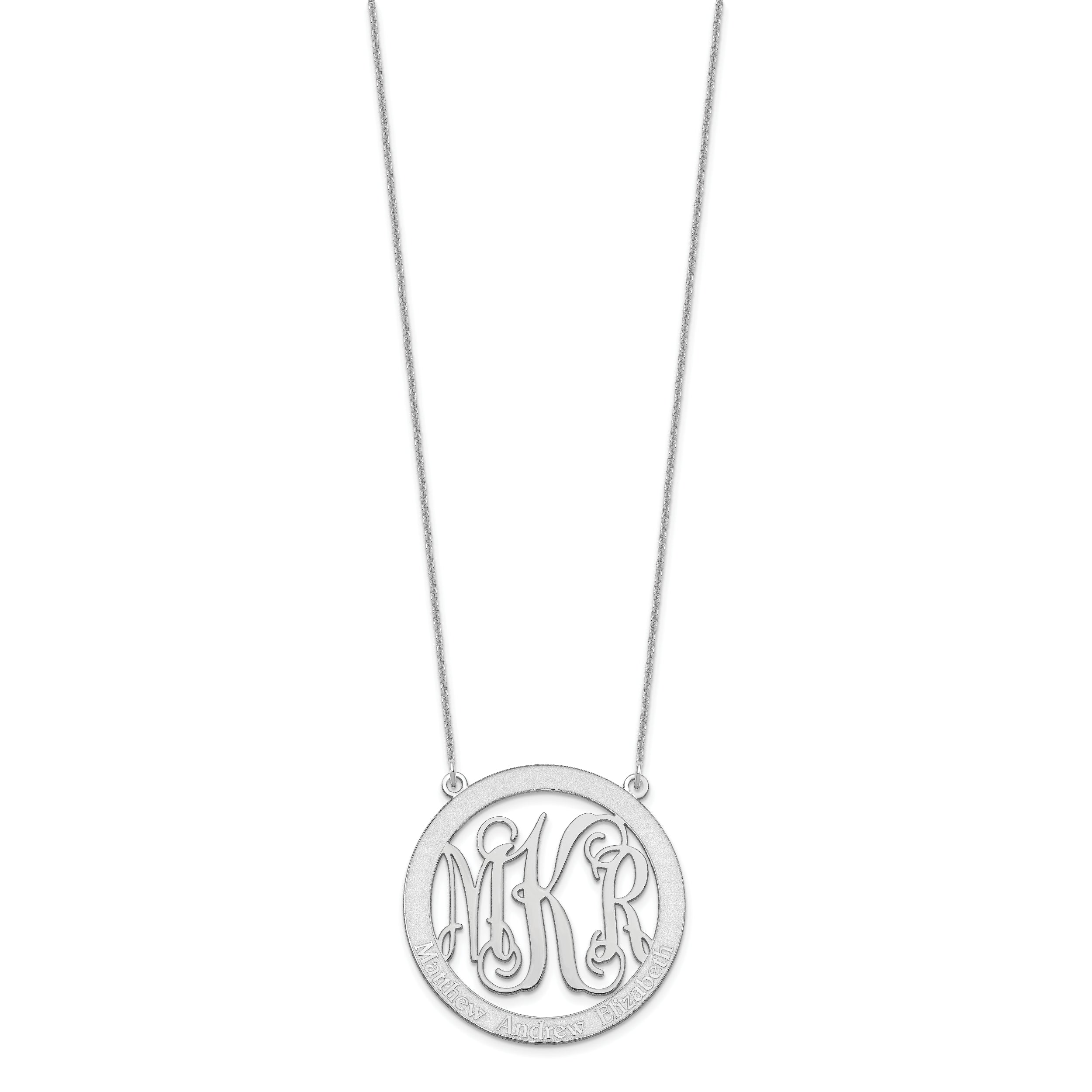 14K White Gold Large Family Monogram Necklace