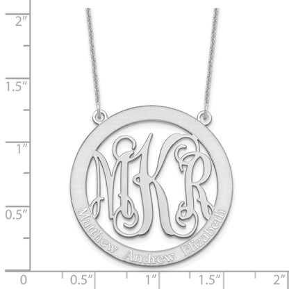 14K White Gold Large Family Monogram Necklace