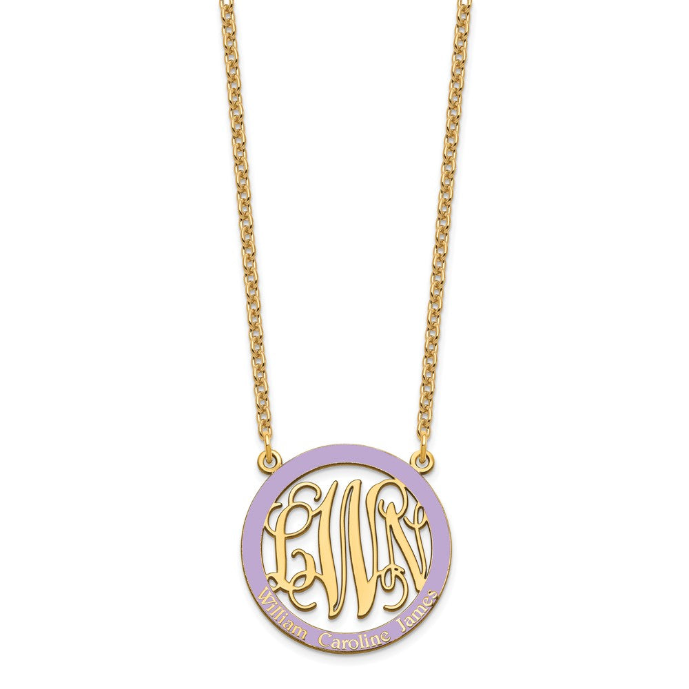 Gold Plated Small Family Monogram Epoxy Necklace