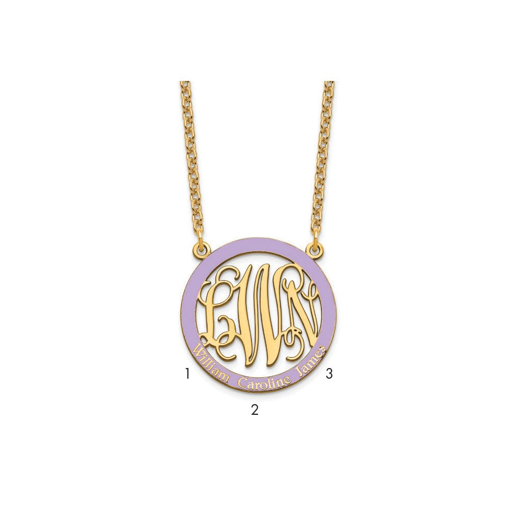 Gold Plated Small Family Monogram Epoxy Necklace