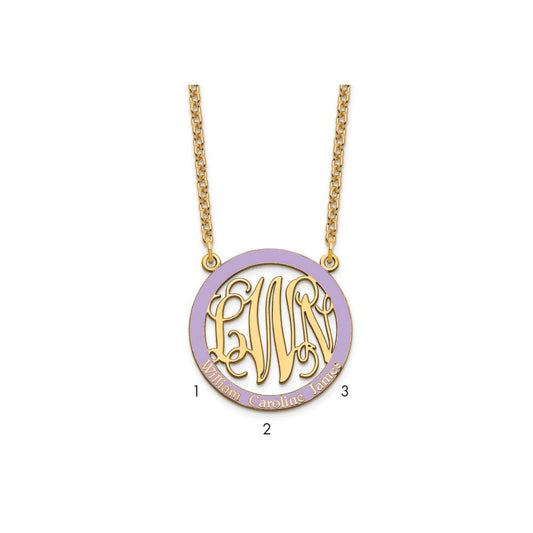 Gold Plated Small Family Monogram Epoxy Necklace