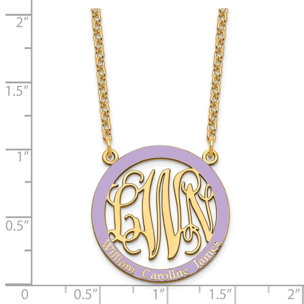 Gold Plated Small Family Monogram Epoxy Necklace