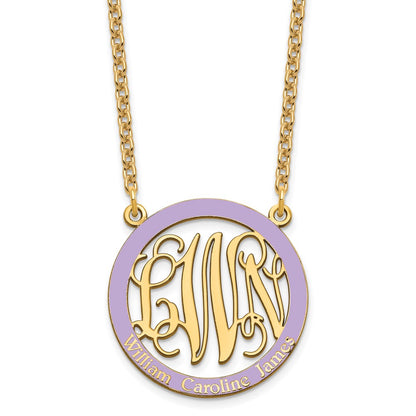 Gold Plated Small Family Monogram Epoxy Necklace