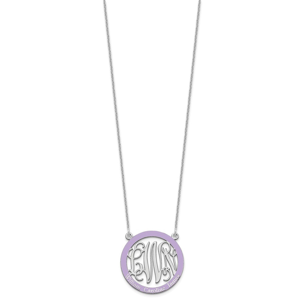 14K White Gold Small Family Monogram Epoxy Necklace