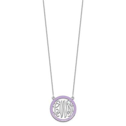 14K White Gold Small Family Monogram Epoxy Necklace