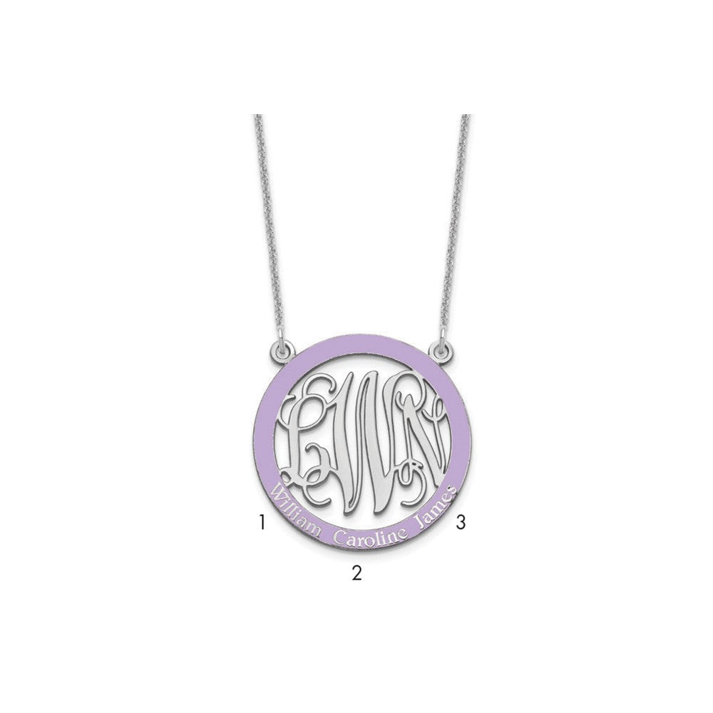 14K White Gold Small Family Monogram Epoxy Necklace