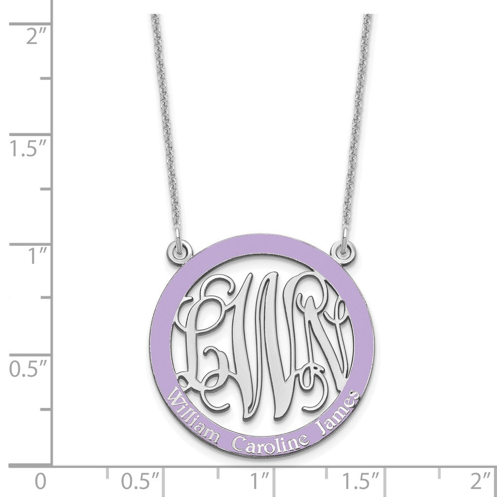 14K White Gold Small Family Monogram Epoxy Necklace