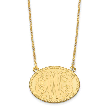 Gold Plated Sterling Silver/Gold Brushed Monogram Necklace