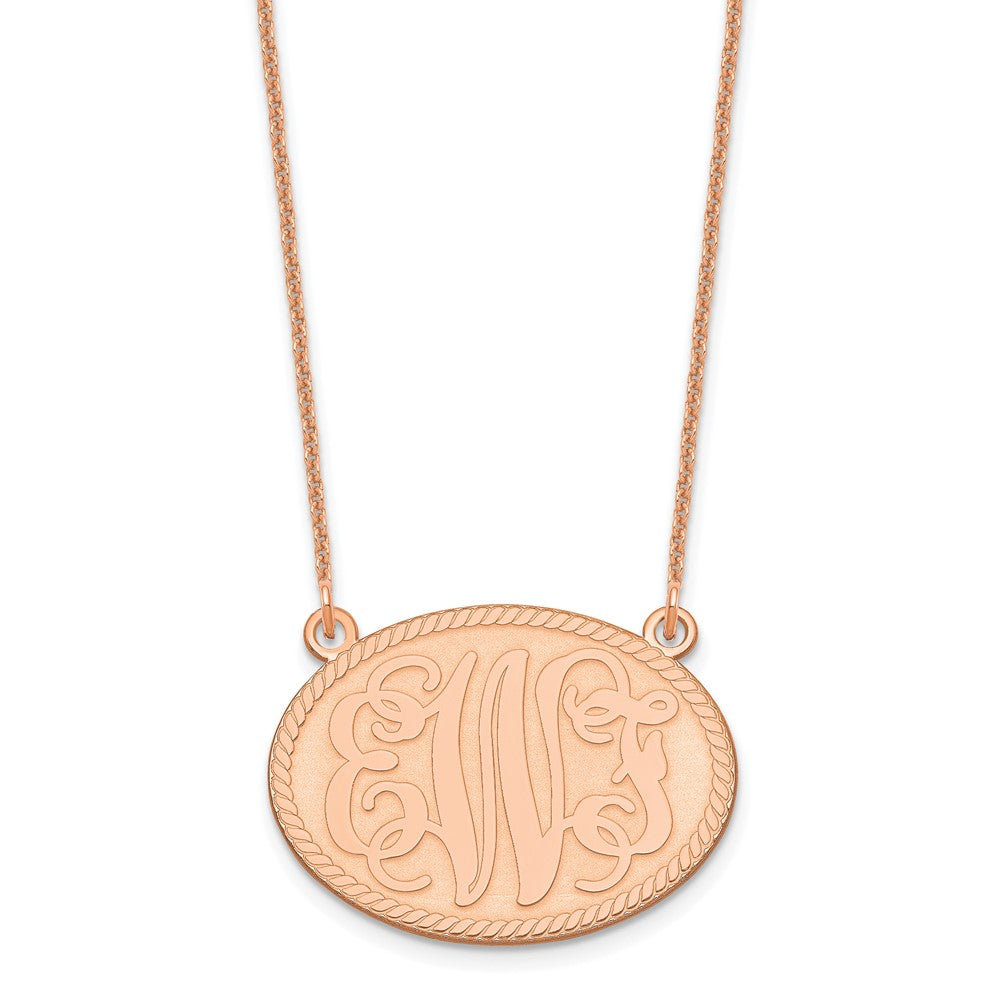 14K Rose Gold Brushed Monogram Necklace