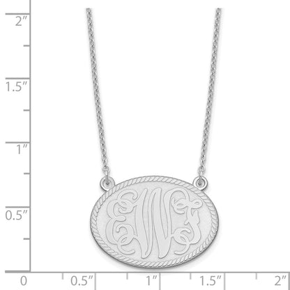 Sterling Silver Silver/Rhodium Plated Brushed Monogram Necklace