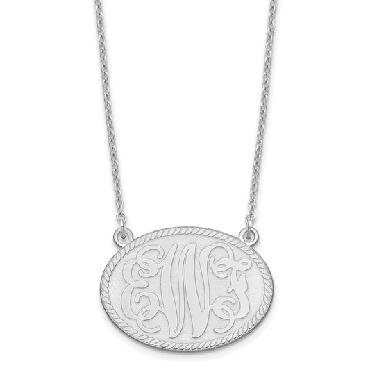 Sterling Silver Silver/Rhodium Plated Brushed Monogram Necklace