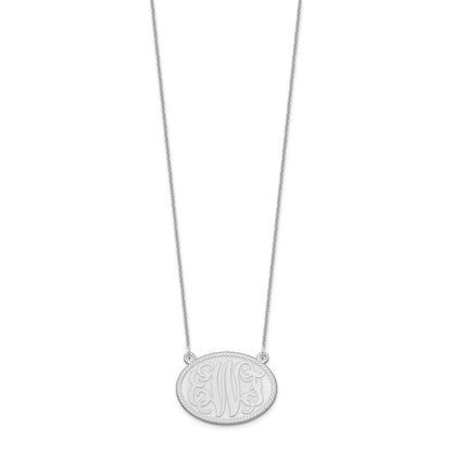 14K White Gold Brushed Monogram Necklace