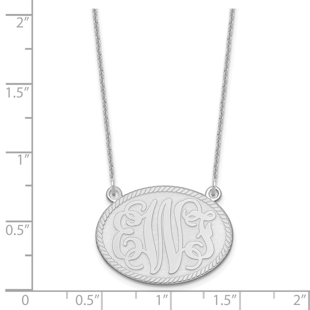 14K White Gold Brushed Monogram Necklace