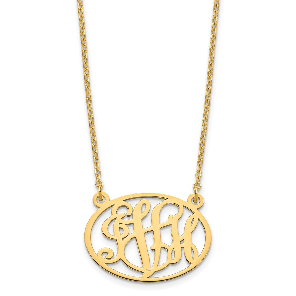 Gold Plated Sterling Silver/Gold Oval Monogram Necklace