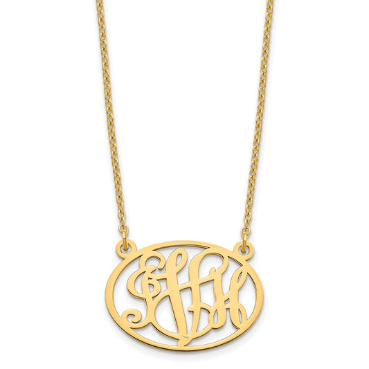 Gold Plated Sterling Silver/Gold Oval Monogram Necklace