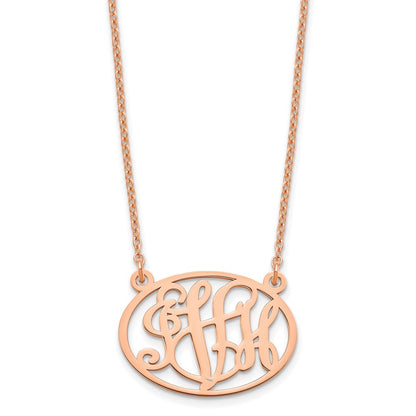 Rose Plated Sterling Silver/Rose Oval Monogram Necklace