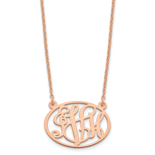 Rose Plated Sterling Silver/Rose Oval Monogram Necklace