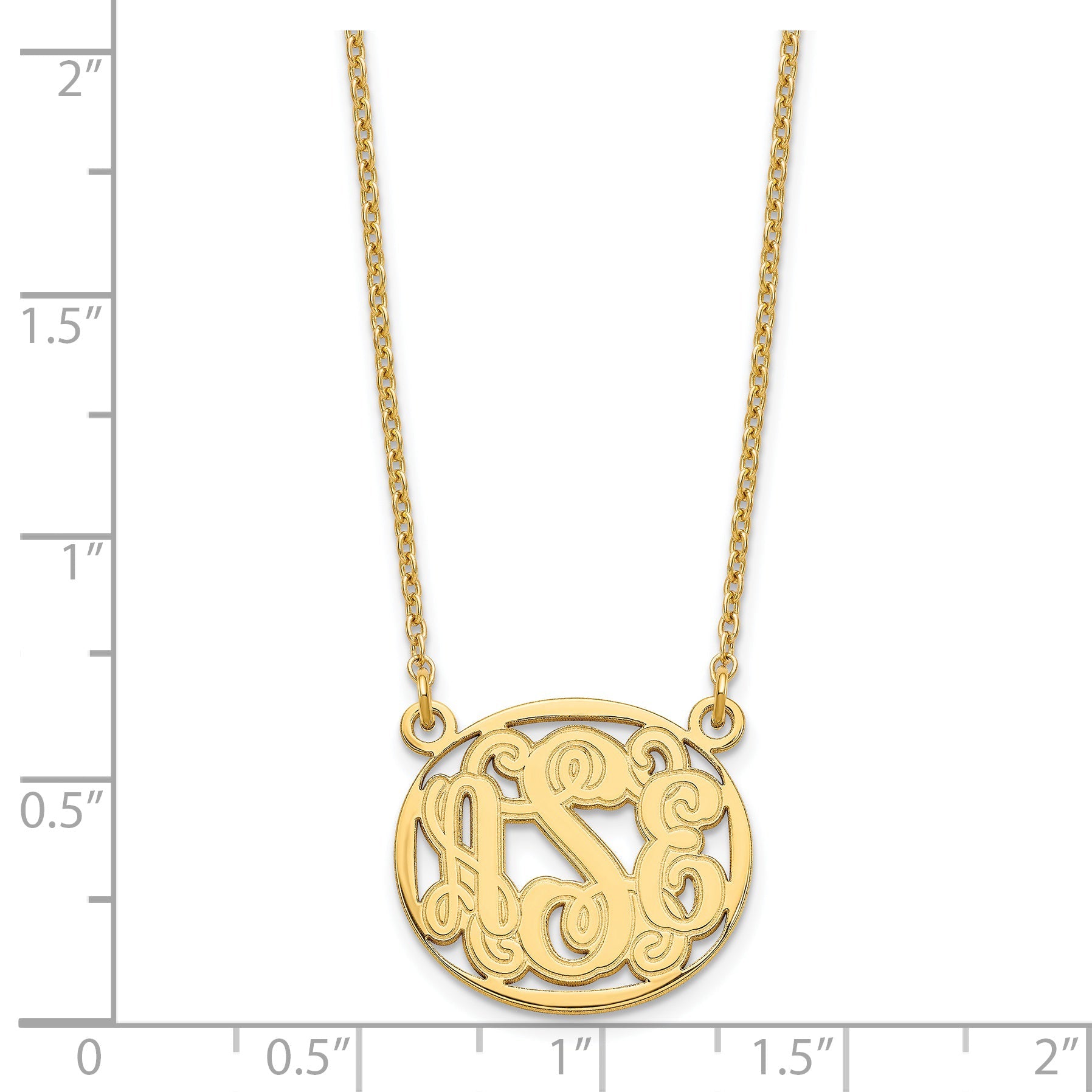 Gold Plated Sterling Silver/Gold Etched Oval Monogram Necklace